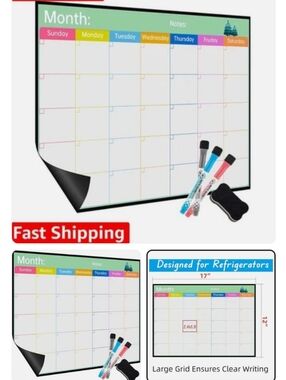 Magnetic Fridge Dry Erase Calendar, Large Board Calendar